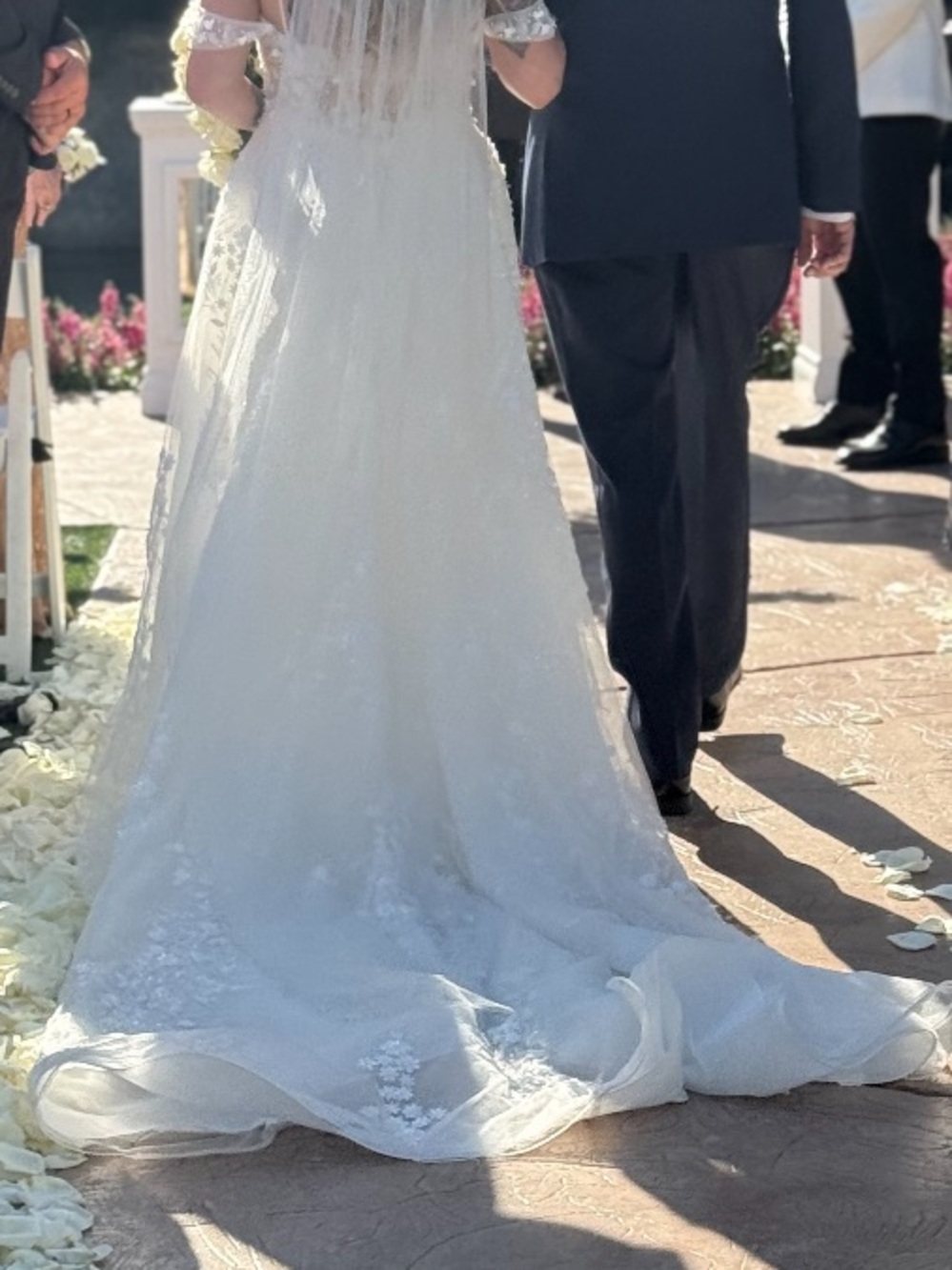 White Lace Bridal Gown - Elegant Train